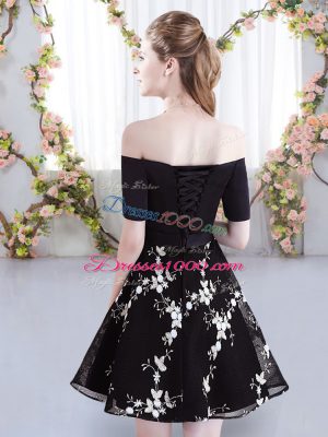 Custom Fit Off The Shoulder Short Sleeves Organza Dama Dress Appliques Lace Up