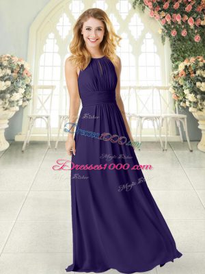 Simple Purple Sleeveless Chiffon Zipper Homecoming Dress for Prom and Party