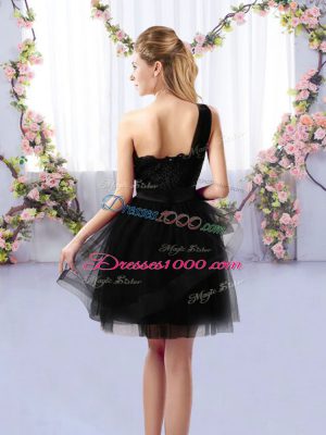 Gorgeous Lace Quinceanera Court Dresses Black Side Zipper Sleeveless Mini Length