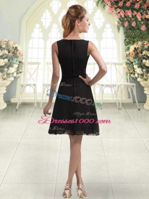 Enchanting Black A-line V-neck Sleeveless Chiffon Mini Length Zipper Beading Dress for Prom