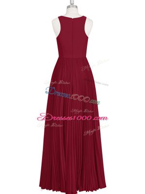 Superior A-line Prom Dress Wine Red V-neck Sleeveless Floor Length Zipper