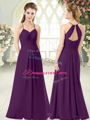 Chic Floor Length Empire Sleeveless Purple Evening Dress Zipper
