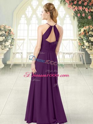 Chic Floor Length Empire Sleeveless Purple Evening Dress Zipper