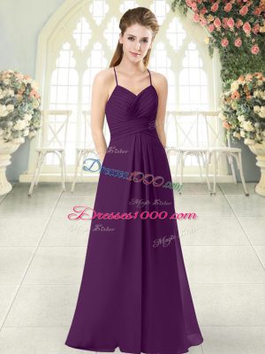 Chic Floor Length Empire Sleeveless Purple Evening Dress Zipper