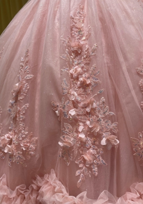 Off the Shoulder Neckline 3D Flowers Quinceanera Dress with Ruffled