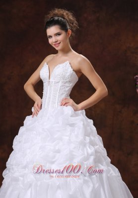 Deep Sweetheart Spaghetti Straps Ruffle Wedding Gown