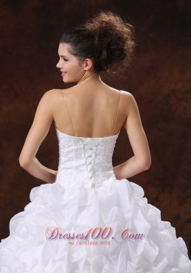 Deep Sweetheart Spaghetti Straps Ruffle Wedding Gown