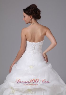 Ruch Bodice Pick-ups Hand Made Flowers Wedding Dress