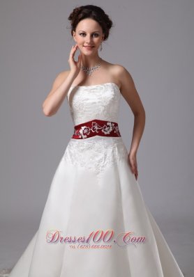 Extravagant Wine Red church wedding Dress Fall Train