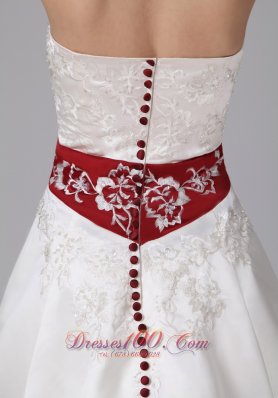 Extravagant Wine Red church wedding Dress Fall Train