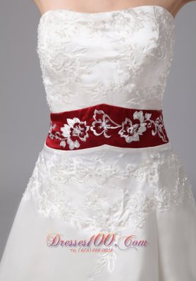 Extravagant Wine Red church wedding Dress Fall Train