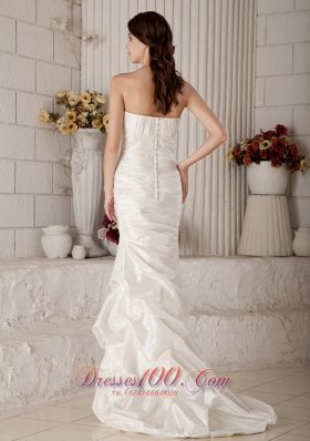 Mermaid Beading Brush Train Strapless Bridal Gown