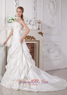 A-line Pick-ups Court Train Bridal Gwon Elegant Spring