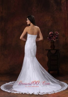 Spring Lace Mermaid Brush Train Sweetheart Bridal Gown