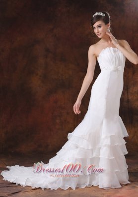 Custmized Mermaid Layered Ruffle Bodice Wedding Gown