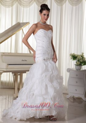 Beading Bodice Wedding Dress Layered Mermaid Sweetheart