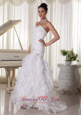 Beading Bodice Wedding Dress Layered Mermaid Sweetheart