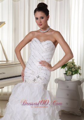 Beading Bodice Wedding Dress Layered Mermaid Sweetheart