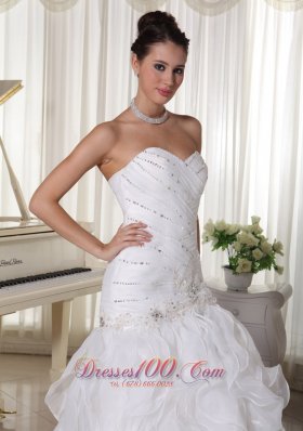 Beading Bodice Wedding Dress Layered Mermaid Sweetheart