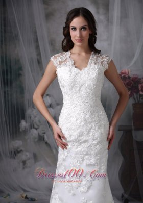 Sheath Lace Brush Train Wide Straps Wedding Dress