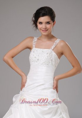 A-line Bridal Gown Embroidery Pick-ups with Straps