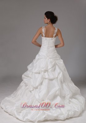 A-line Bridal Gown Embroidery Pick-ups with Straps