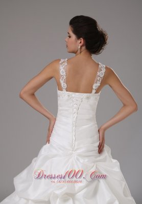 A-line Bridal Gown Embroidery Pick-ups with Straps