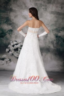 Popular A-line Strapless Lace Wedding Dress 2013