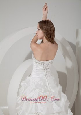 Wedding Gown A-line Chapel Train Teffeta Beading Pick-ups