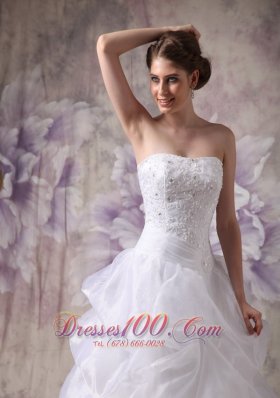 Wedding Dress Organza Beautiful Layered Chapel Train Bodice