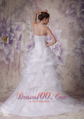 Wedding Dress Organza Beautiful Layered Chapel Train Bodice