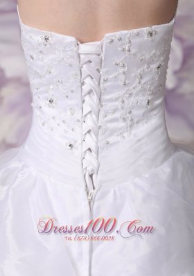 Wedding Dress Organza Beautiful Layered Chapel Train Bodice