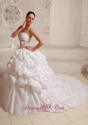 Appliques Pick-ups Gowns for Wedding Ball Gown Chapel