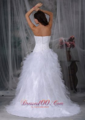 Sweetheart A-line Organza Ruffle Skrit Wedding Dress