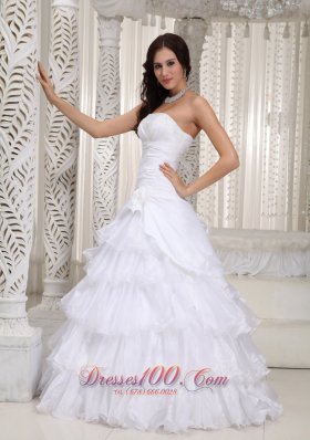 A-line Layered Organza Wedding Dress Beading Decorate