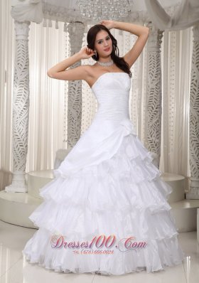 A-line Layered Organza Wedding Dress Beading Decorate