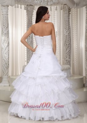 A-line Layered Organza Wedding Dress Beading Decorate