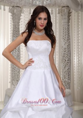 A-line Taffeta Pick-ups Bridal Gown with Court Train