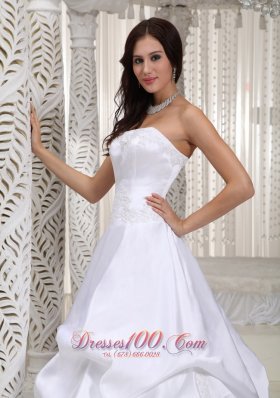 A-line Taffeta Pick-ups Bridal Gown with Court Train