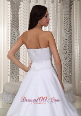 A-line Taffeta Pick-ups Bridal Gown with Court Train