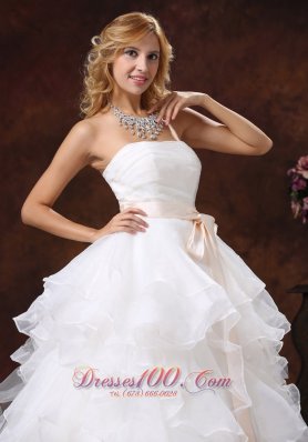 Ball Gown Layered Bridal Gown Sash Floor Length