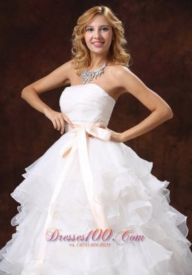 Ball Gown Layered Bridal Gown Sash Floor Length