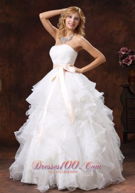 Ball Gown Layered Bridal Gown Sash Floor Length