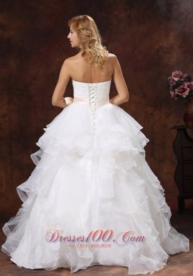 Ball Gown Layered Bridal Gown Sash Floor Length