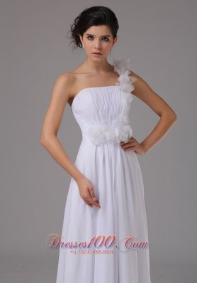 One Shoulder Hand Made Flower Chiffon Maternity Dress