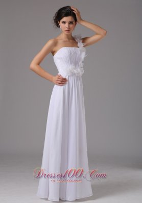 One Shoulder Hand Made Flower Chiffon Maternity Dress