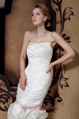 Mermaid Ruched Bodice Polling Flower Bridal Dress