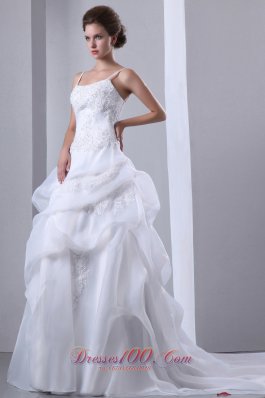 Spagthetti Straps Wedding Gown Court Train Cheap