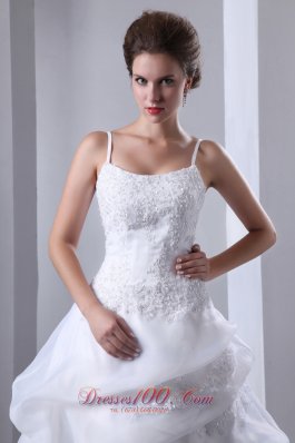 Spagthetti Straps Wedding Gown Court Train Cheap