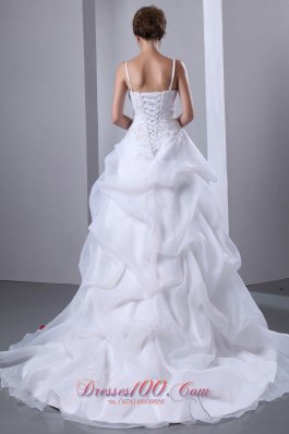 Spagthetti Straps Wedding Gown Court Train Cheap